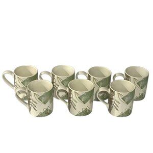 Corelle Textured Leaves 3 7/8" Stoneware Mugs Set of 7